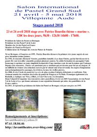 Stage pastel de Patrice Bourdin thème marine. Du 23 au 24 avril 2018 à Villepinte. Aude.  09H30